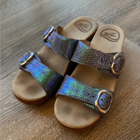 Dansko Iridescent Buckle Platform Sandals Sz 36 - Picture 1 of 6